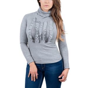 Maglierie Di Perugia Grey Rolled Neck Ruffled Sweater